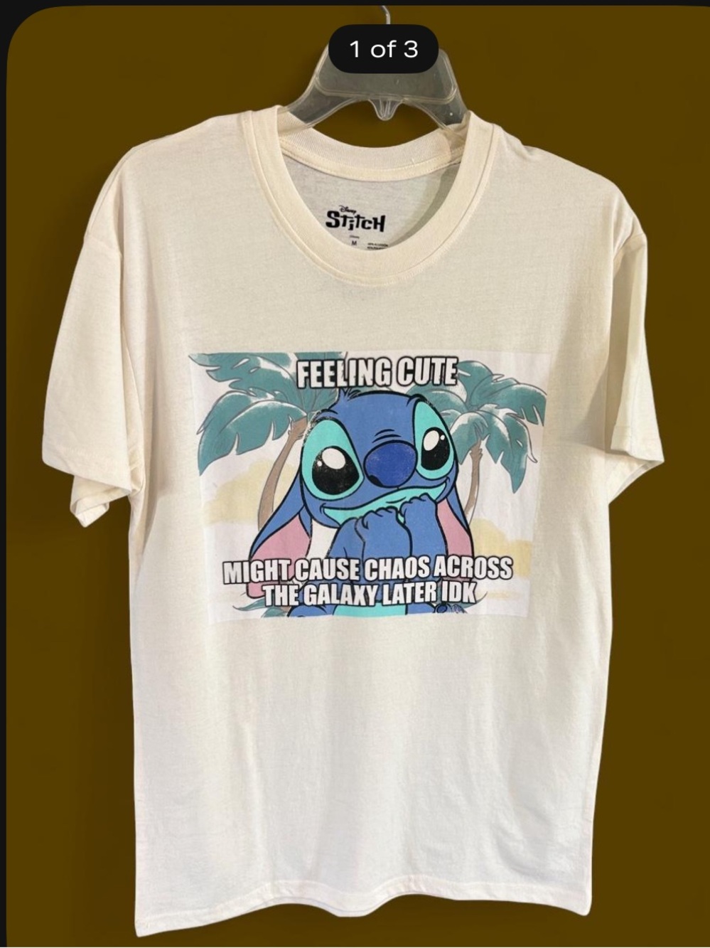 Women’s Disney Lilo & Stitch Tee - Cream with Teal size medium